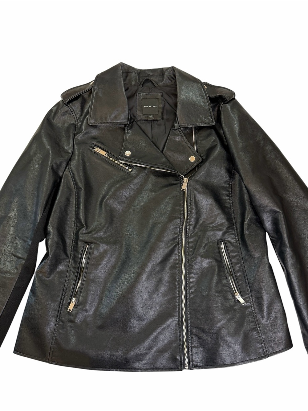 Lane Bryant Black Faux Leather Asymmetric Moto Jacket